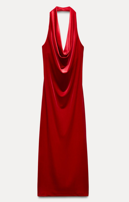Vestido halter terciopelo