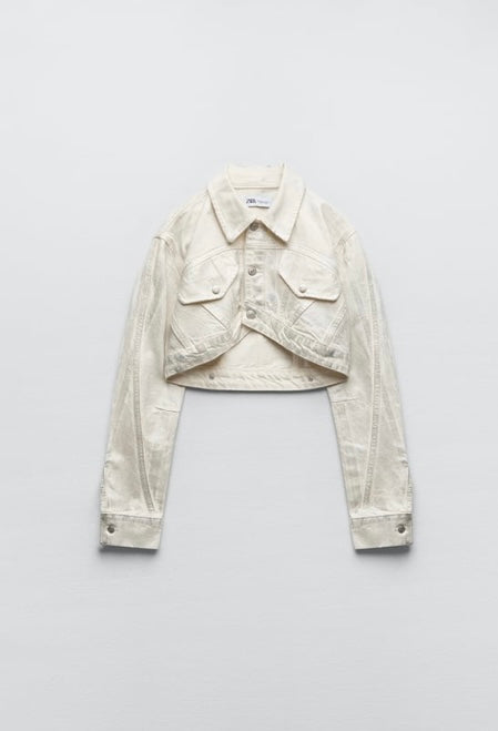 Cazadora crop metalizada